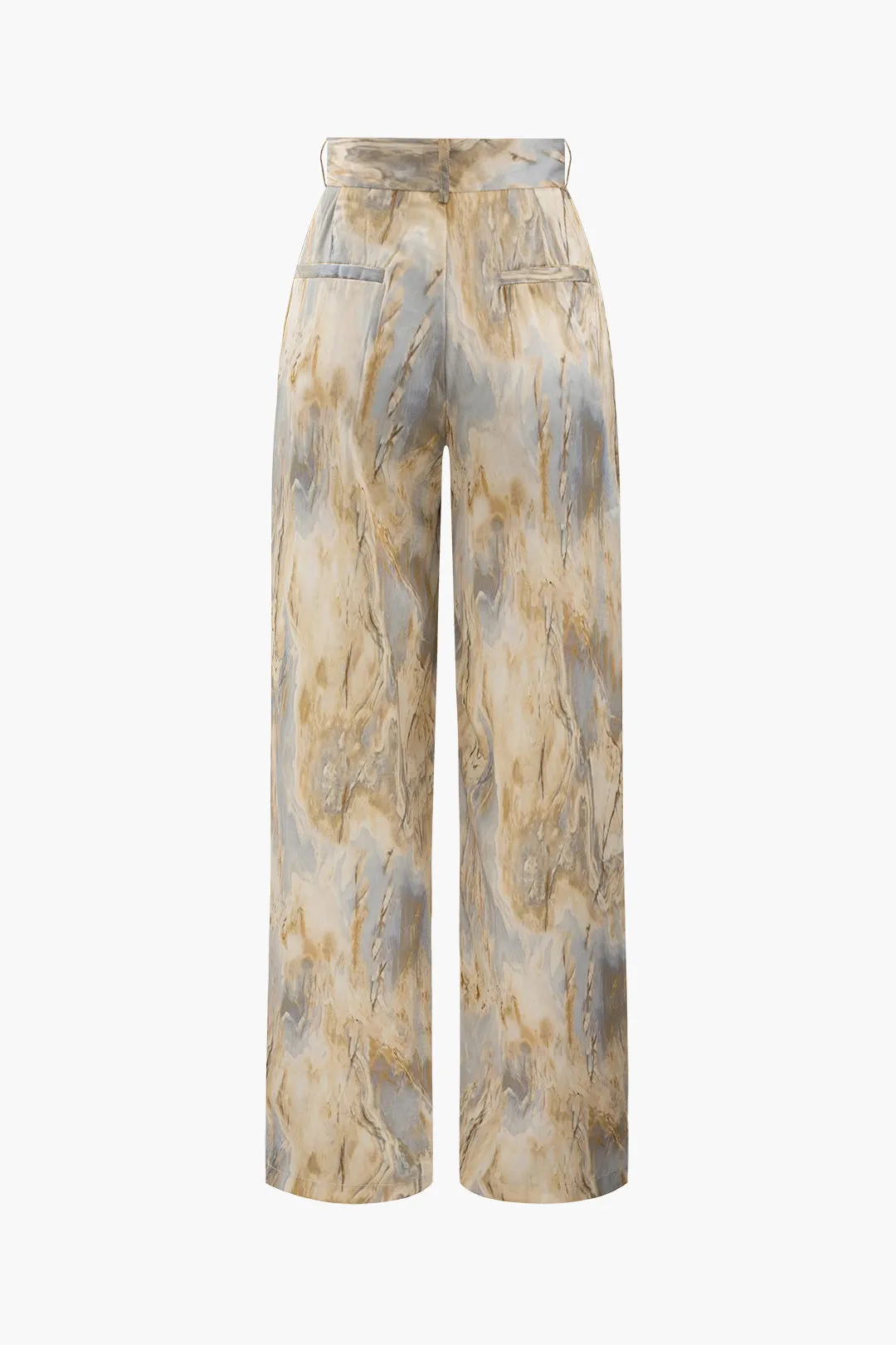 Elowen - Elegant Marble Print Woman's Full Length Pants