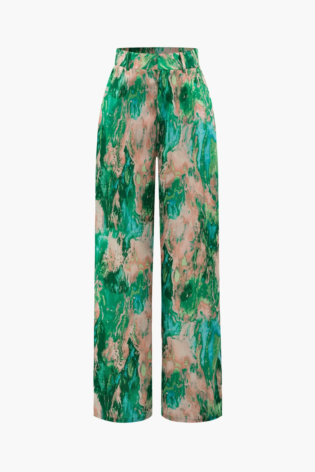 Elowen - Elegant Marble Print Woman's Full Length Pants
