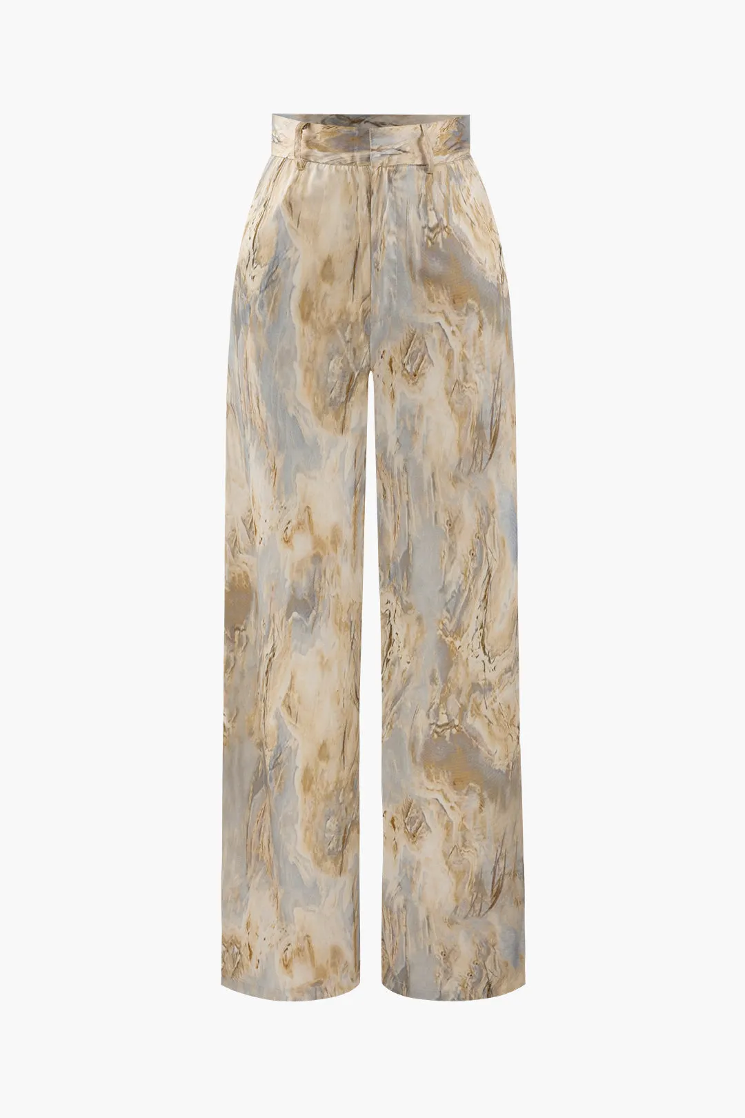 Elowen - Elegant Marble Print Woman's Full Length Pants