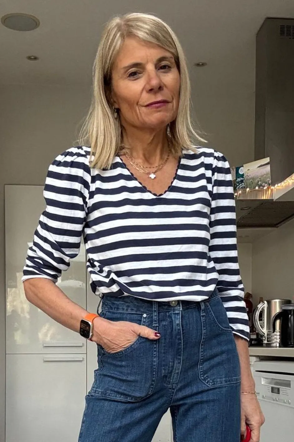 Elyna Tee - Midnight/Ivory Stripe