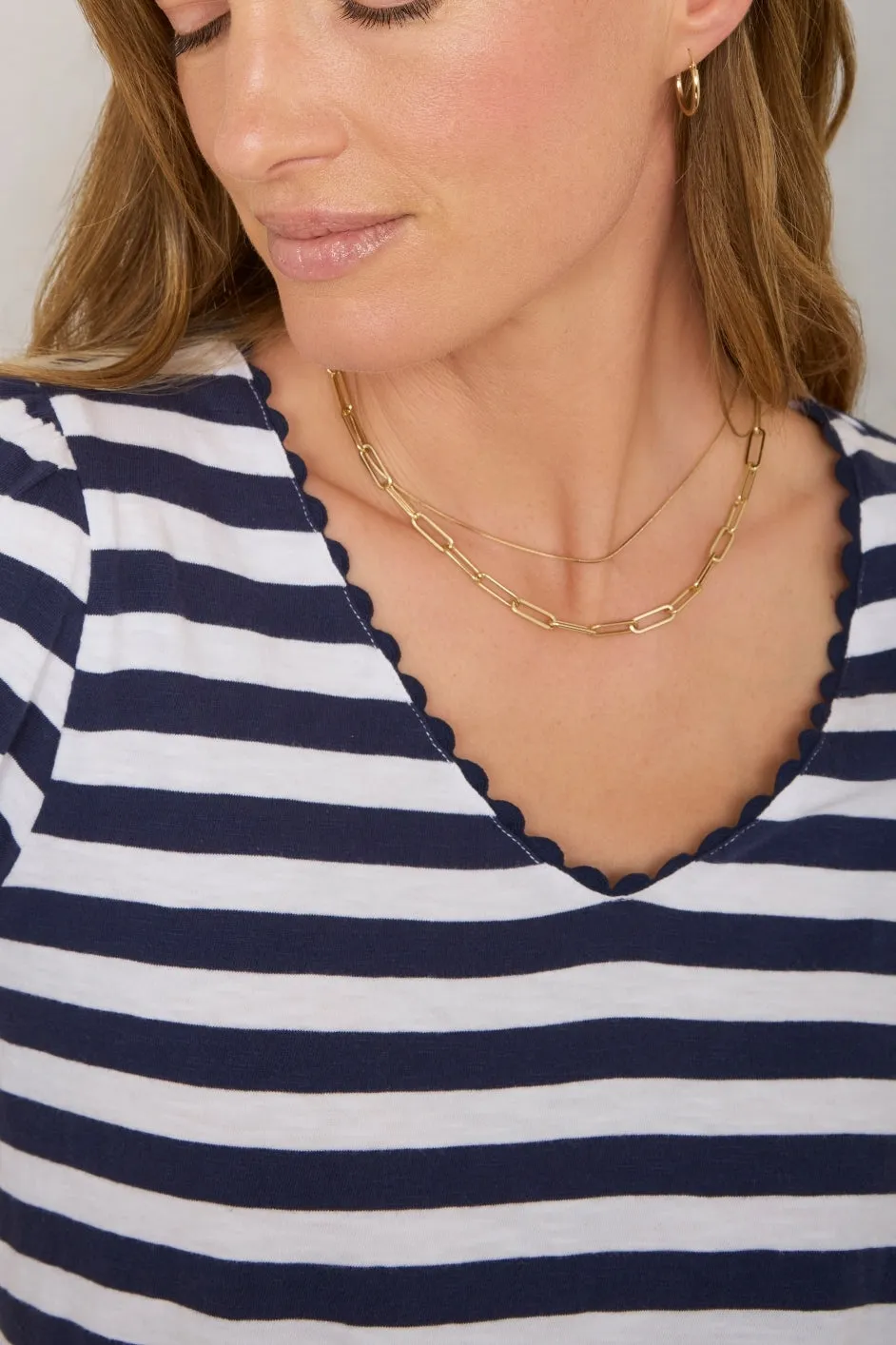 Elyna Tee - Midnight/Ivory Stripe