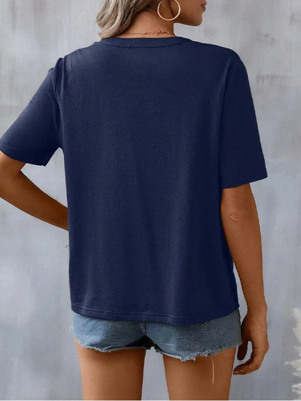 Embroidery V-Neck Tee