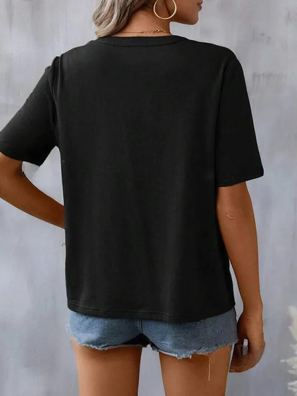 Embroidery V-Neck Tee