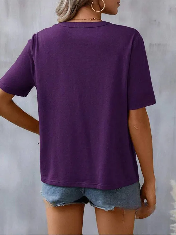 Embroidery V-Neck Tee