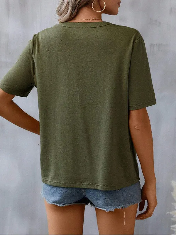 Embroidery V-Neck Tee