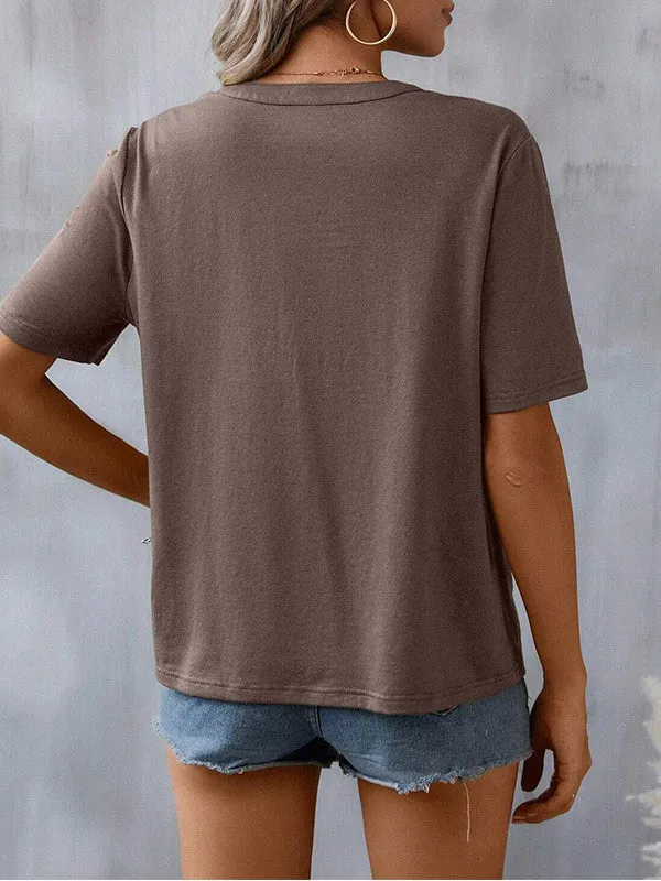 Embroidery V-Neck Tee