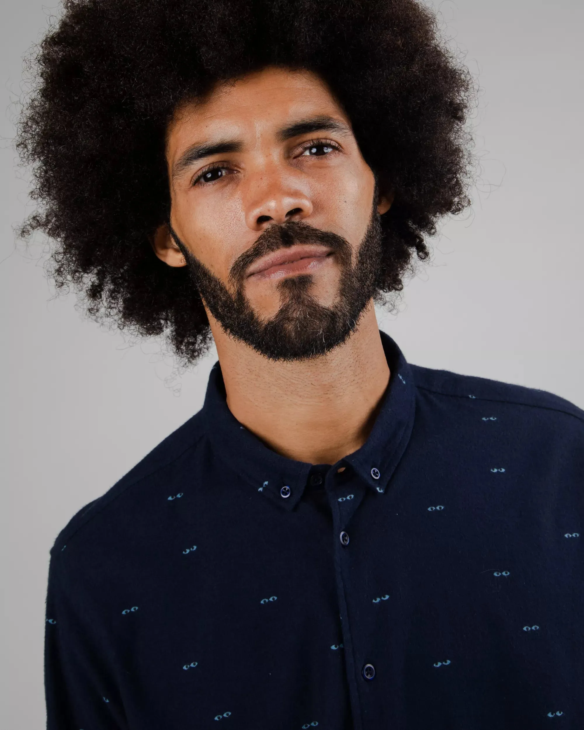 Eyes Flannel Shirt Navy