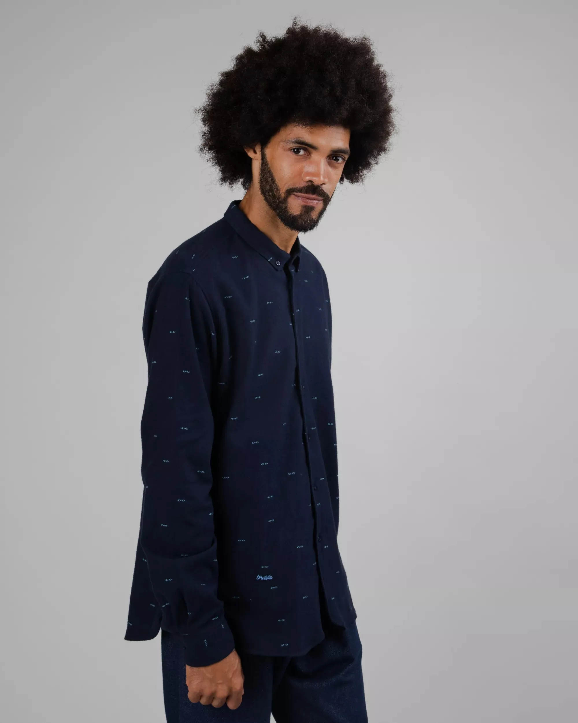 Eyes Flannel Shirt Navy
