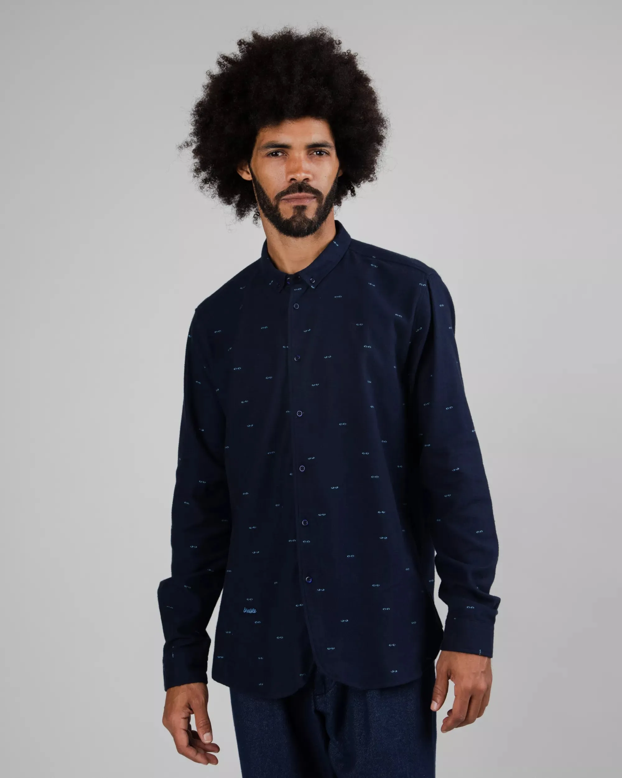 Eyes Flannel Shirt Navy