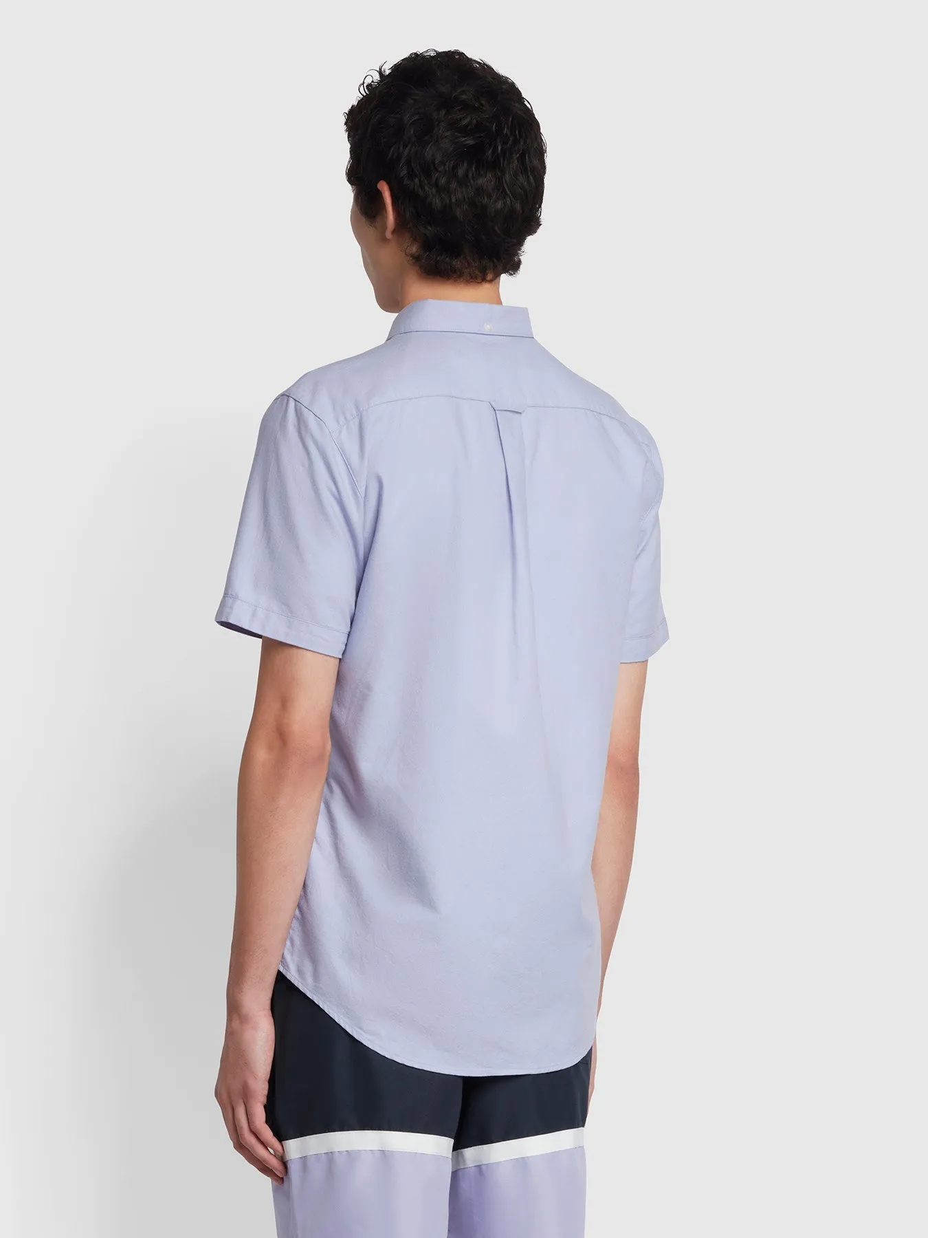 Farah Short Sleeve Oxford Brewer Shirt Mid Blue