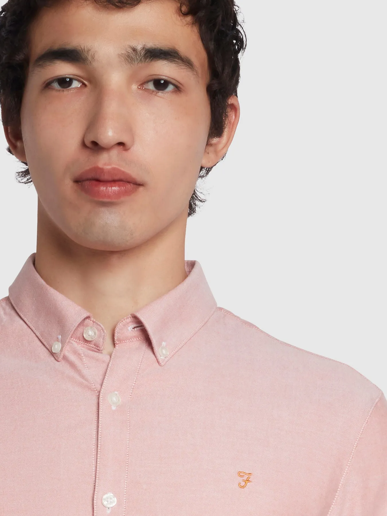 Farah Short Sleeve Oxford Brewer Shirt Pink