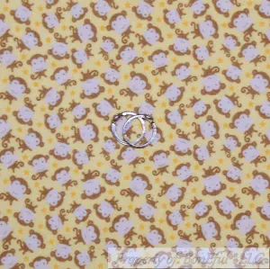Flannel Fabric BTY Yellow Brown Unisex Baby Little Star Monkey