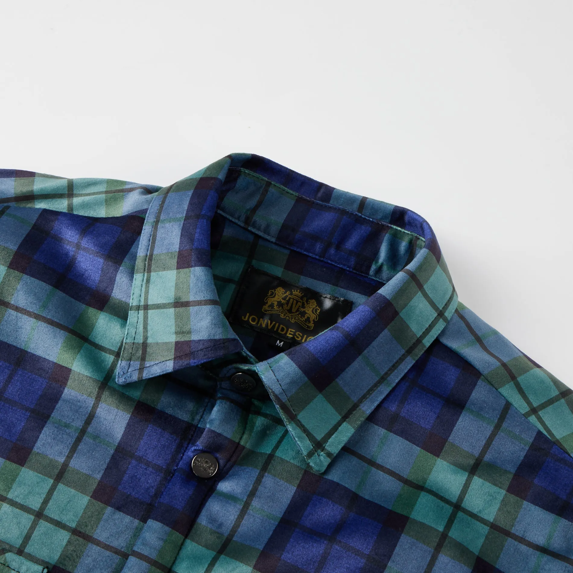 Flannel Plaid Button Shirt Lumber Jacket - Green