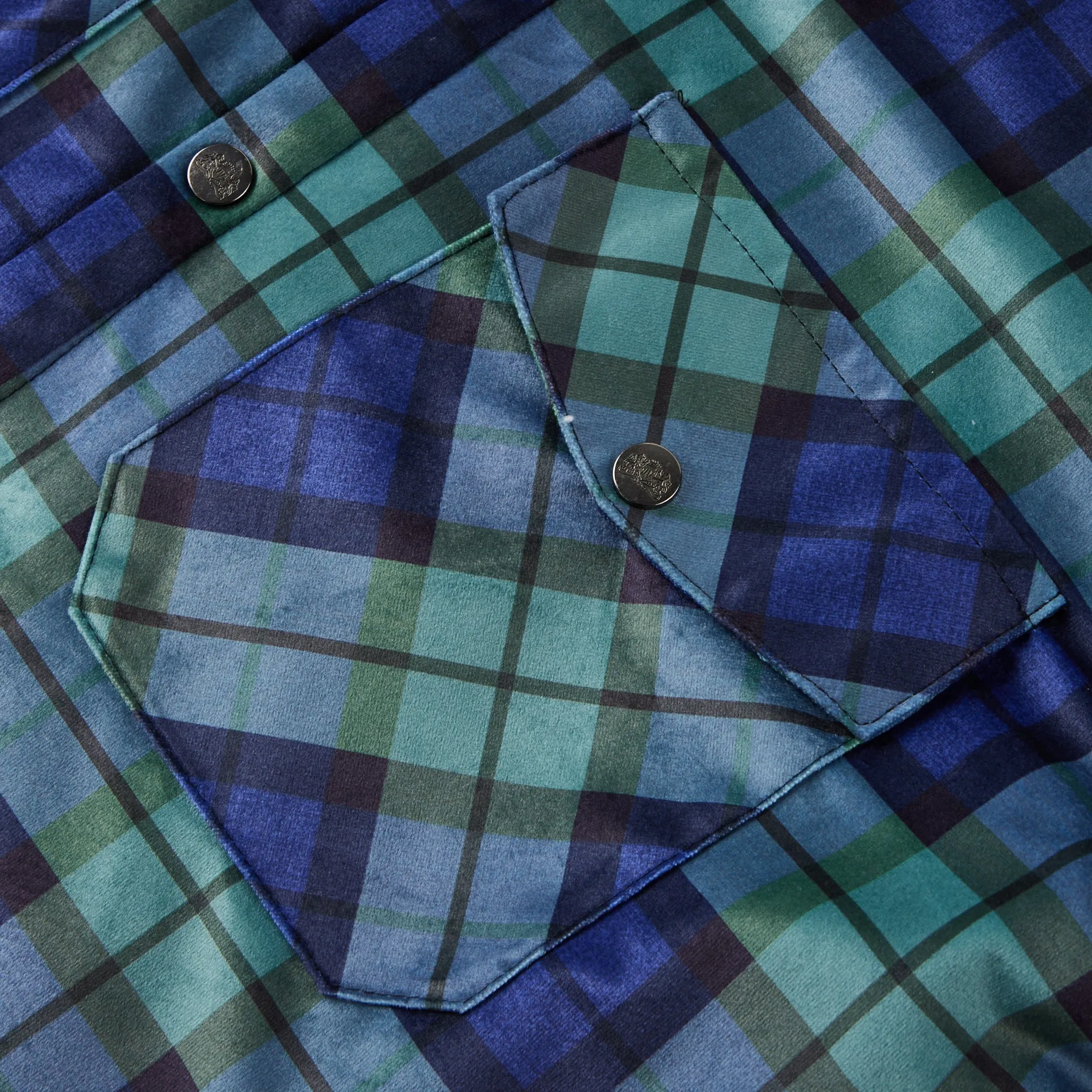 Flannel Plaid Button Shirt Lumber Jacket - Green