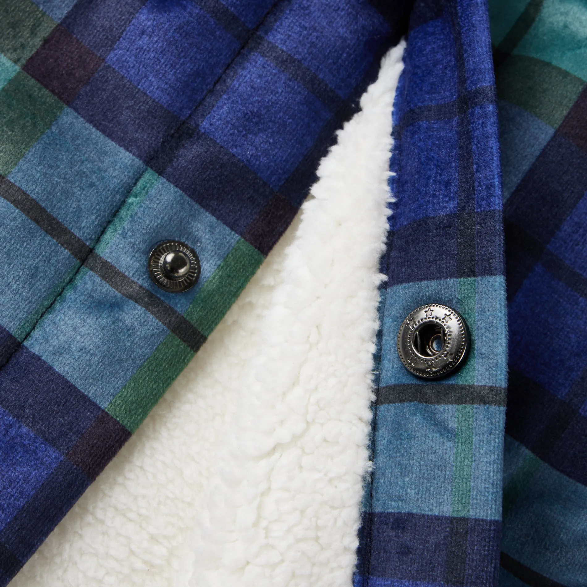 Flannel Plaid Button Shirt Lumber Jacket - Green