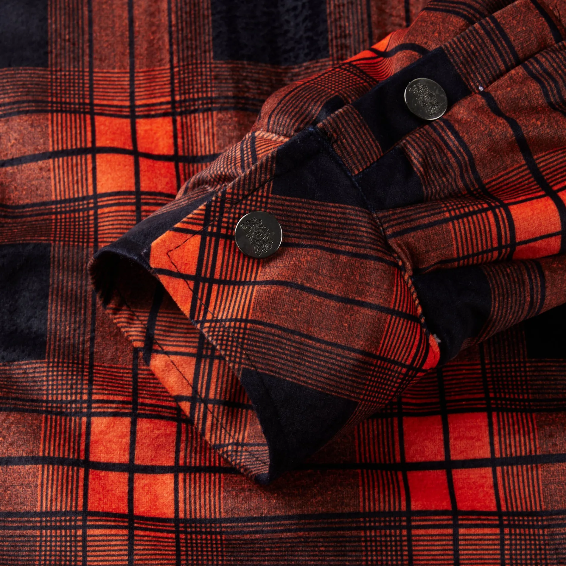Flannel Plaid Button Shirt Lumber Jacket - Orange