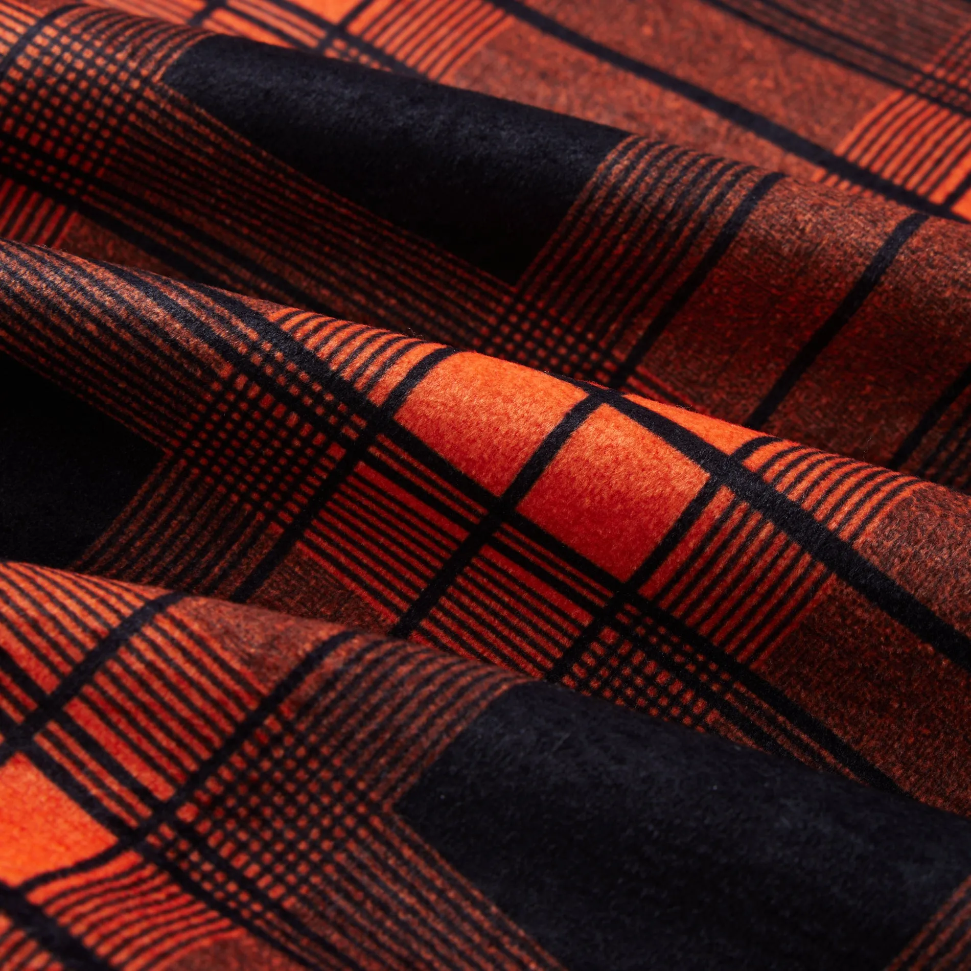 Flannel Plaid Button Shirt Lumber Jacket - Orange