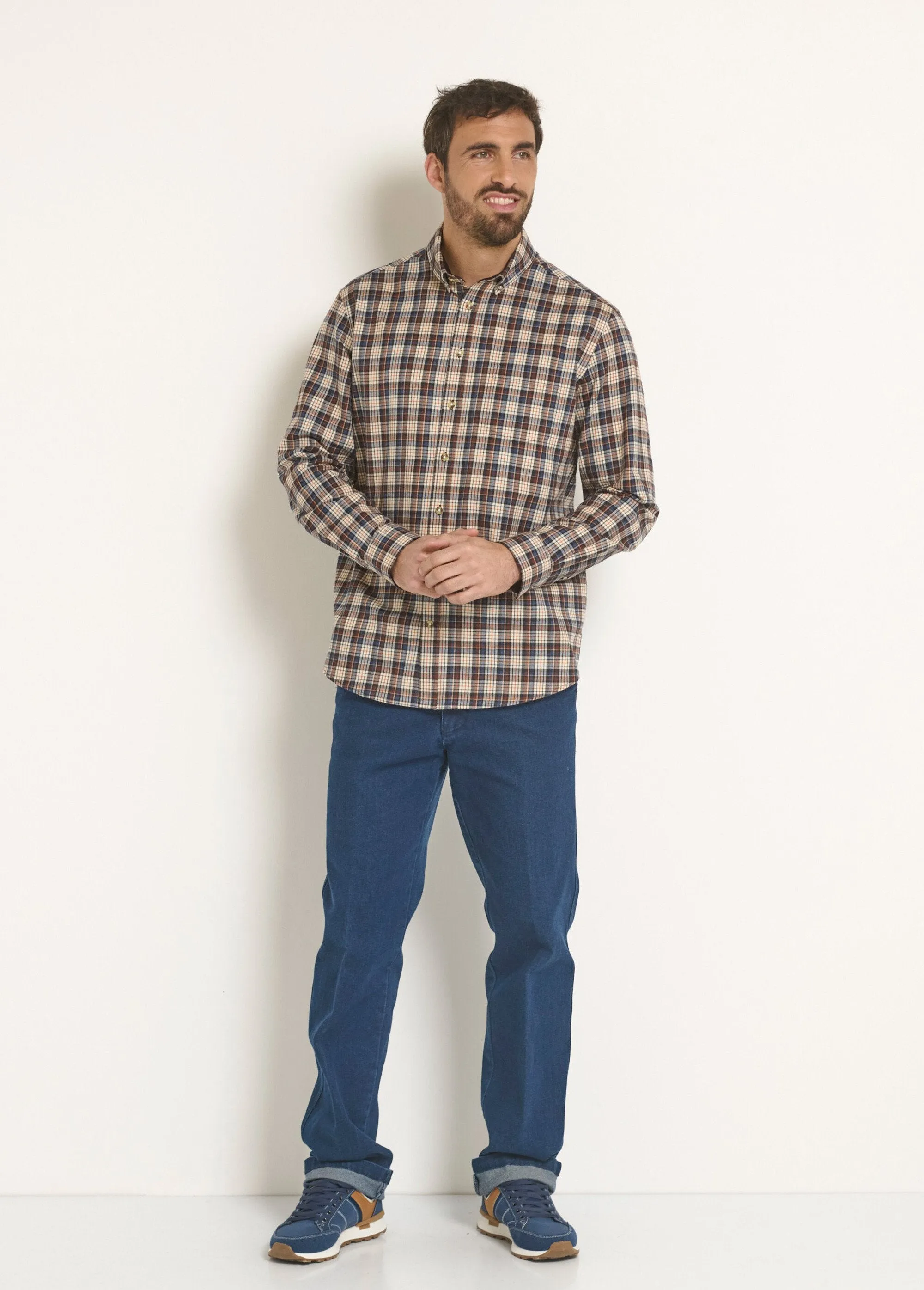 Flannel shirt with velvet details, light