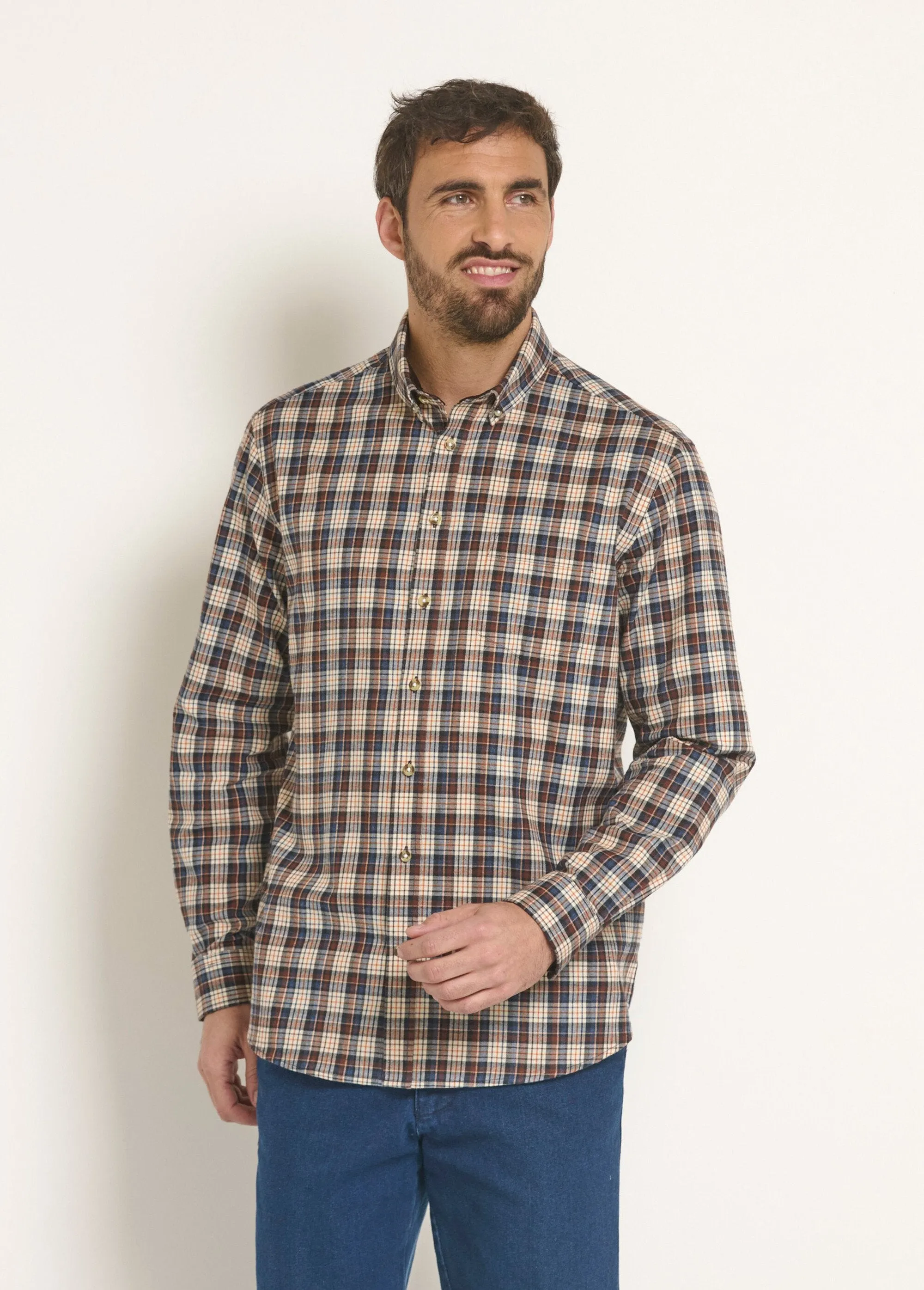 Flannel shirt with velvet details, light