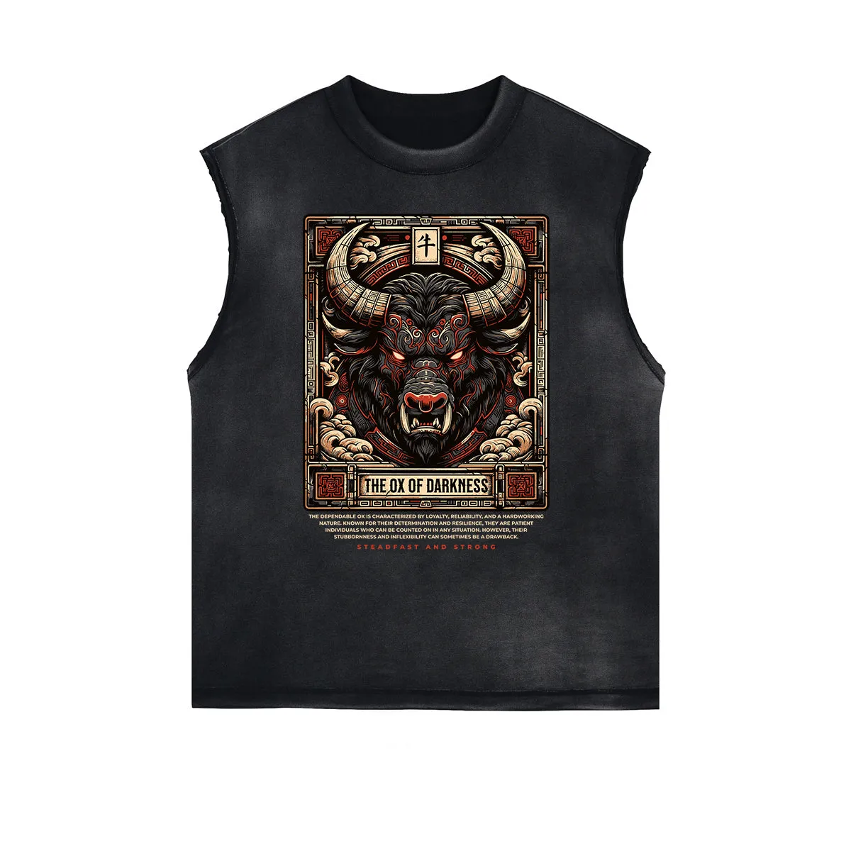 Frayed Edge Chinese Zodiac Graphic Tank Top