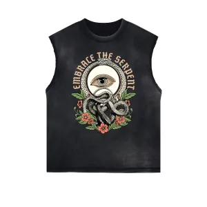 Frayed Edge Snake Graphic Tank Top