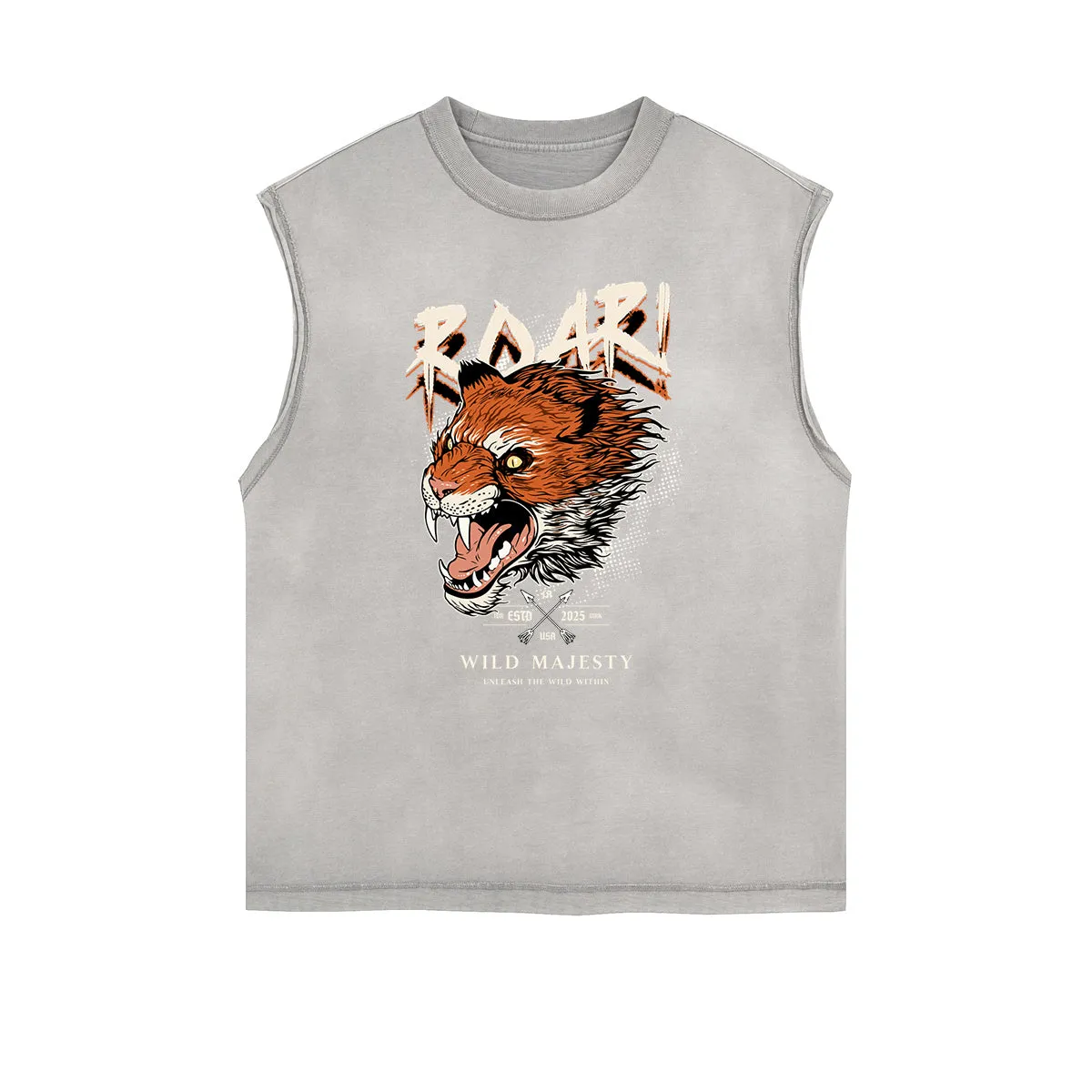Frayed Edge Tiger Graphic Tank Top