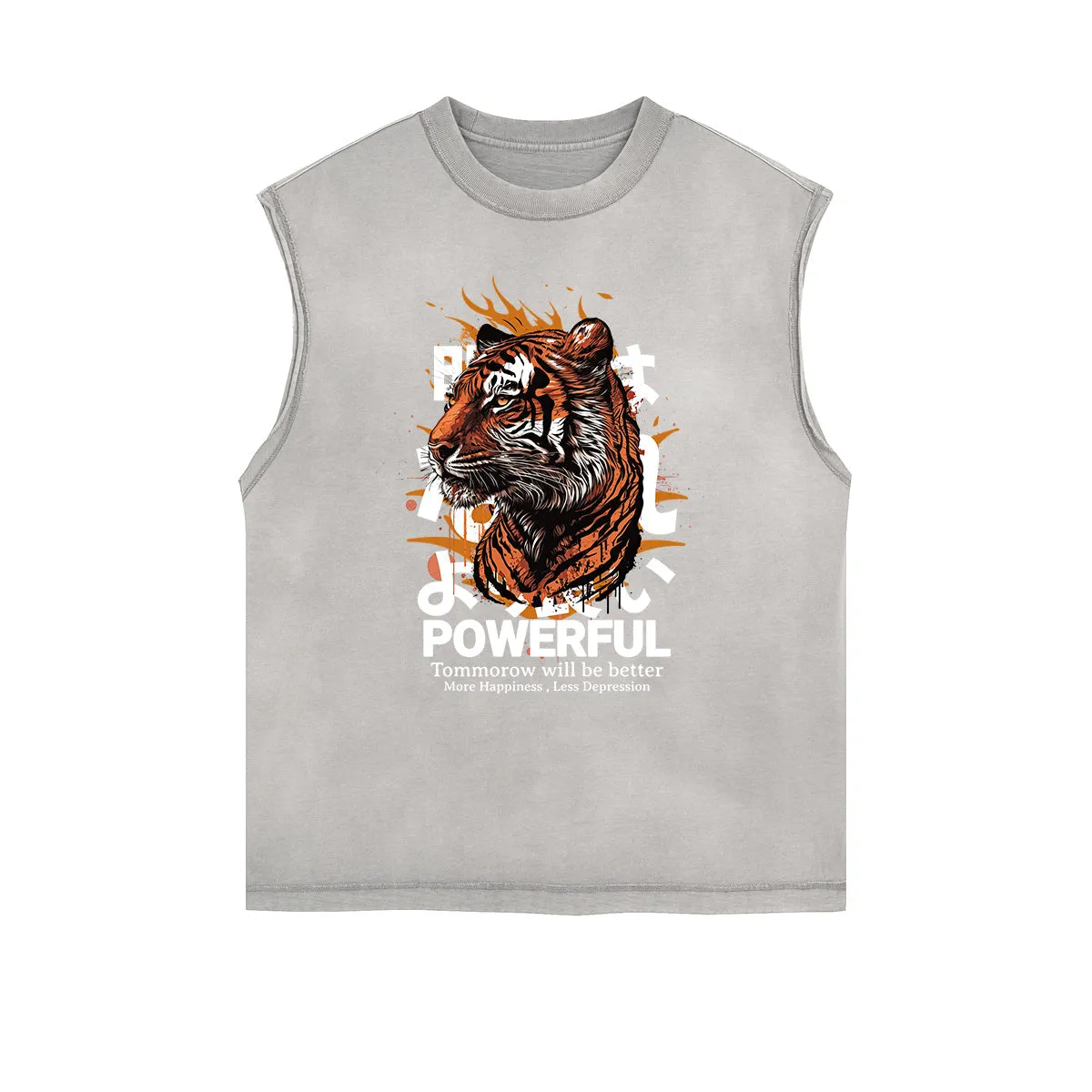 Frayed Edge Tiger Graphic Tank Top