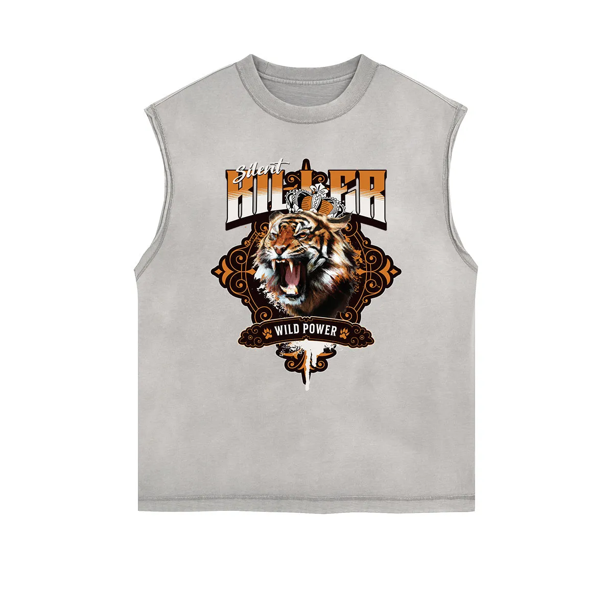 Frayed Edge Tiger Graphic Tank Top