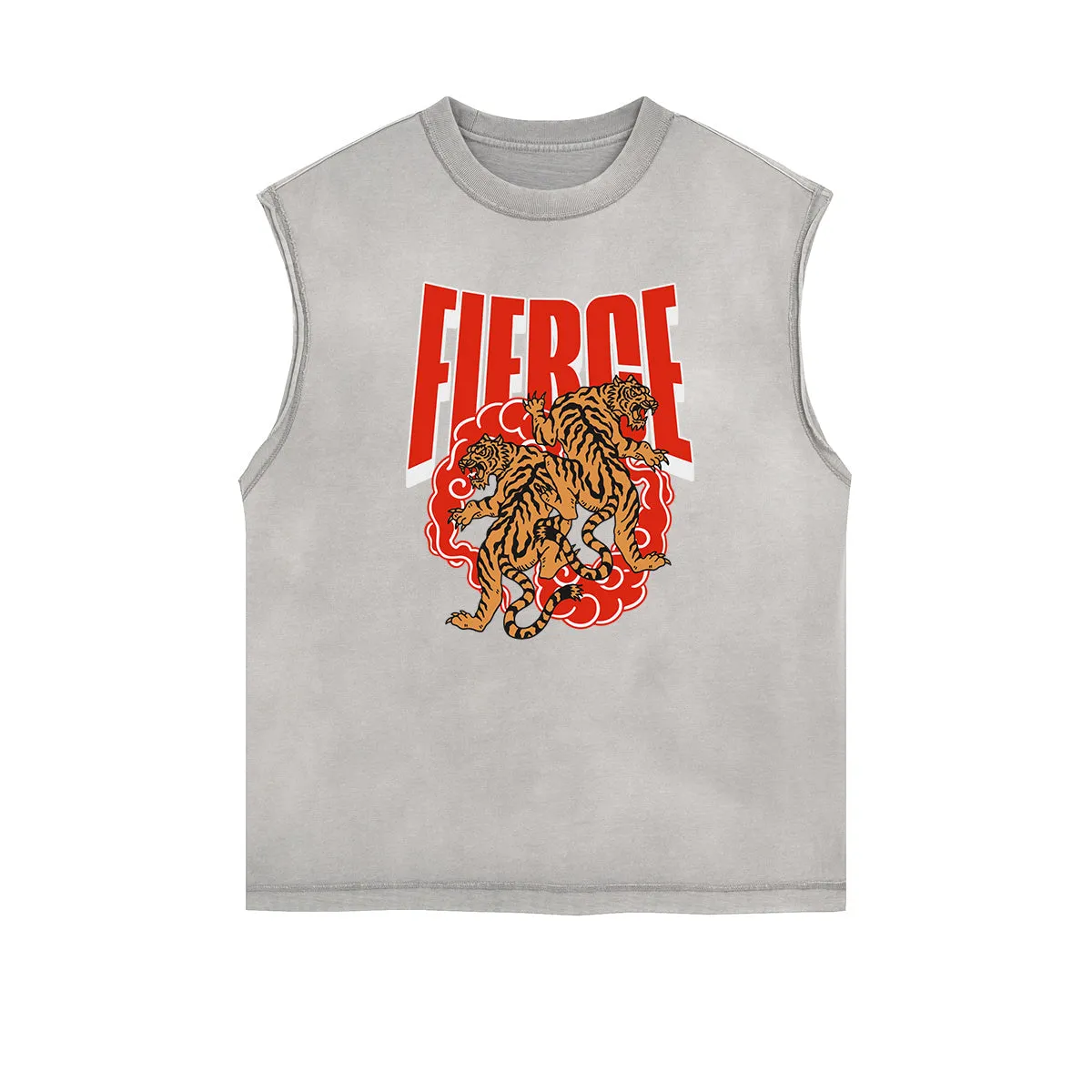 Frayed Edge Tiger Graphic Tank Top