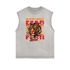 Frayed Edge Tiger Graphic Tank Top