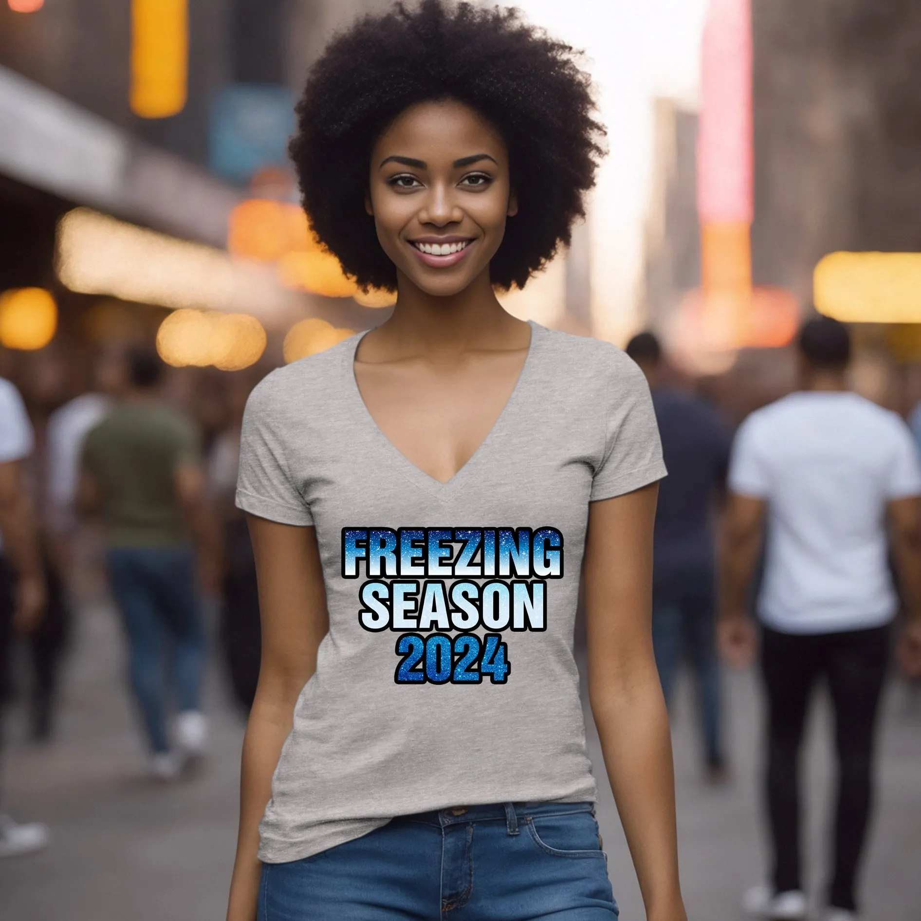 Freezing Season Vneck Shirt, Cute Winter Shirt, Christmas Shirt, Freezing Season Vneck, Christmas Gifts, Holiday Shirt, Winter Season 2024