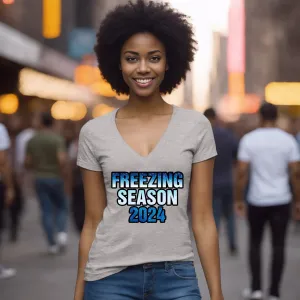 Freezing Season Vneck Shirt, Cute Winter Shirt, Christmas Shirt, Freezing Season Vneck, Christmas Gifts, Holiday Shirt, Winter Season 2024