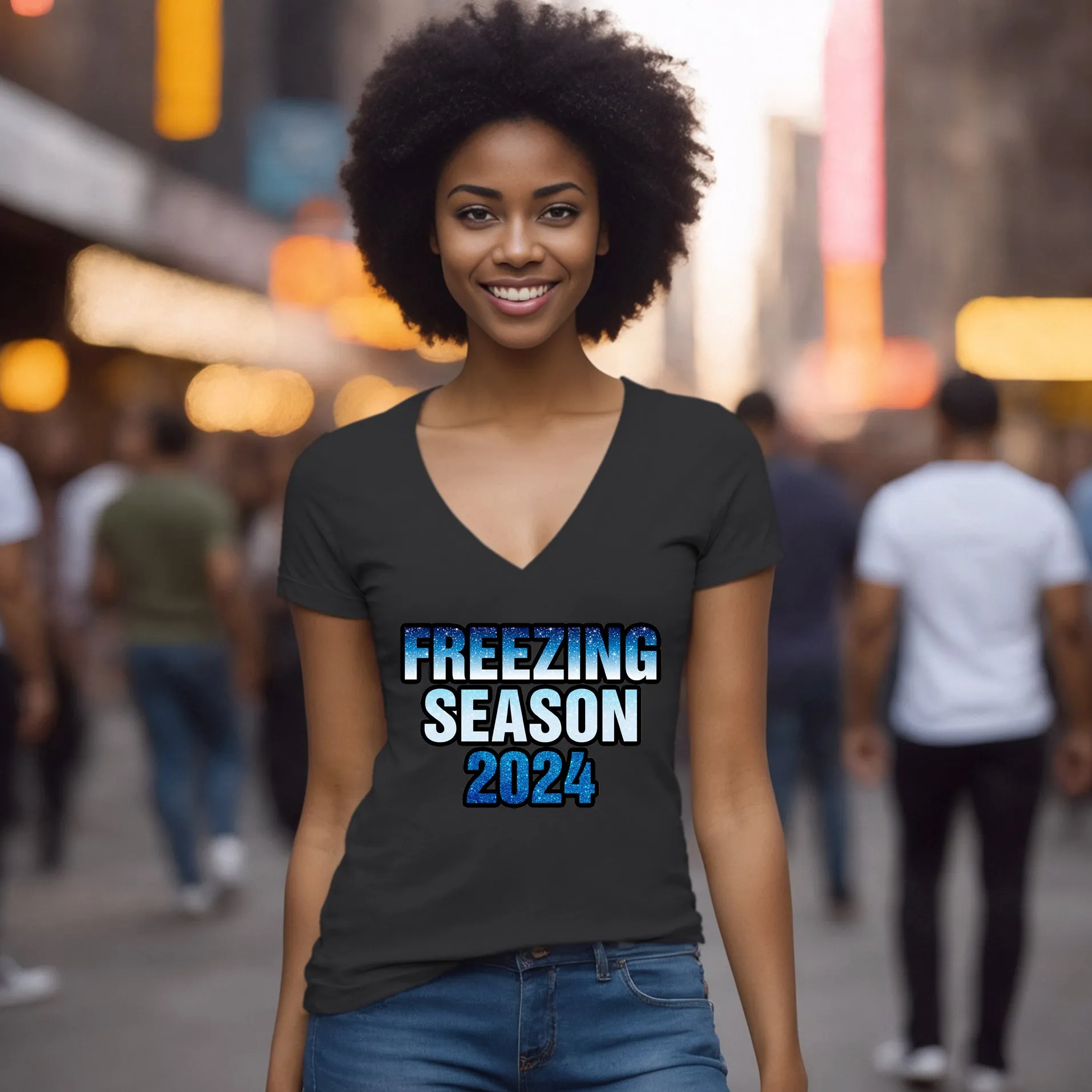 Freezing Season Vneck Shirt, Cute Winter Shirt, Christmas Shirt, Freezing Season Vneck, Christmas Gifts, Holiday Shirt, Winter Season 2024