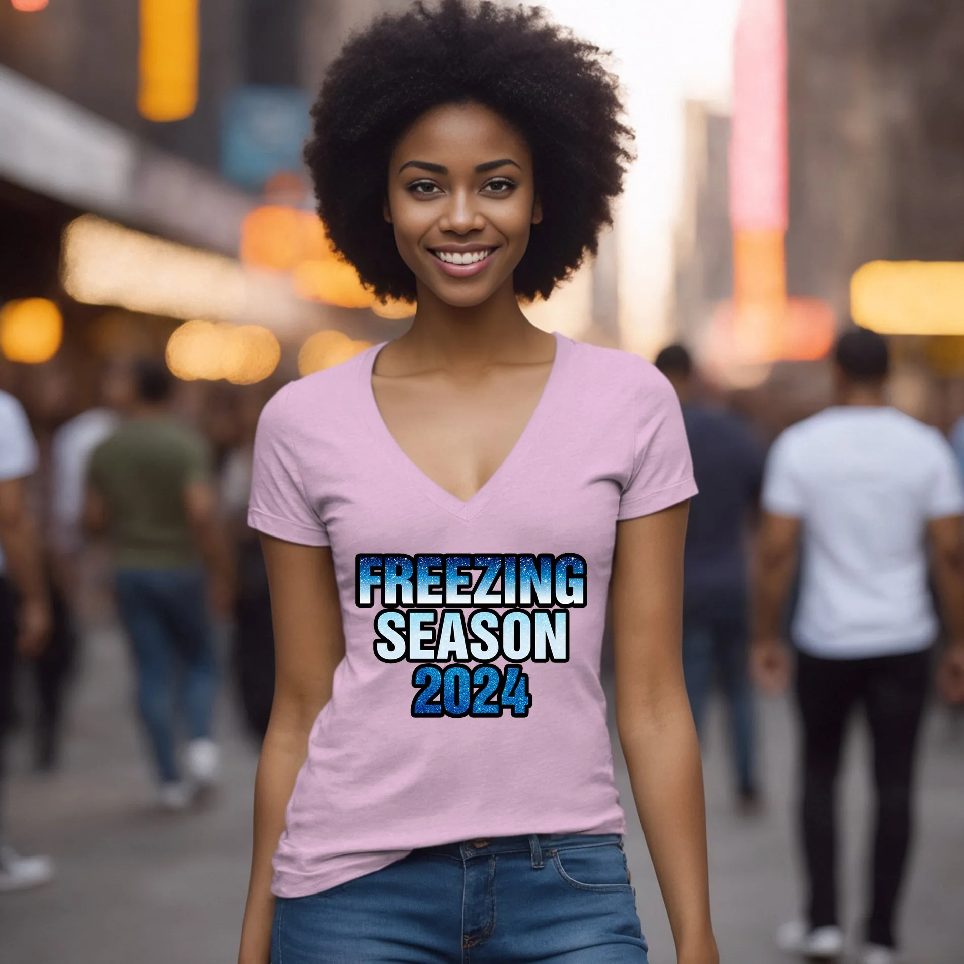 Freezing Season Vneck Shirt, Cute Winter Shirt, Christmas Shirt, Freezing Season Vneck, Christmas Gifts, Holiday Shirt, Winter Season 2024
