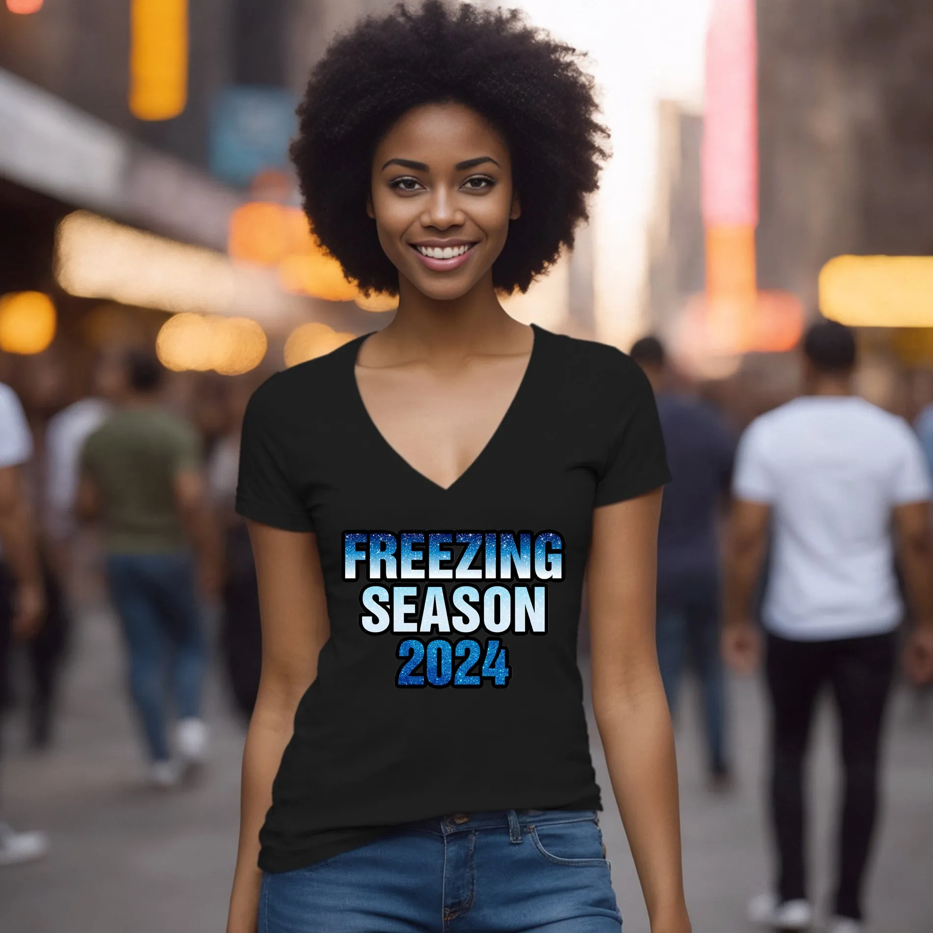 Freezing Season Vneck Shirt, Cute Winter Shirt, Christmas Shirt, Freezing Season Vneck, Christmas Gifts, Holiday Shirt, Winter Season 2024