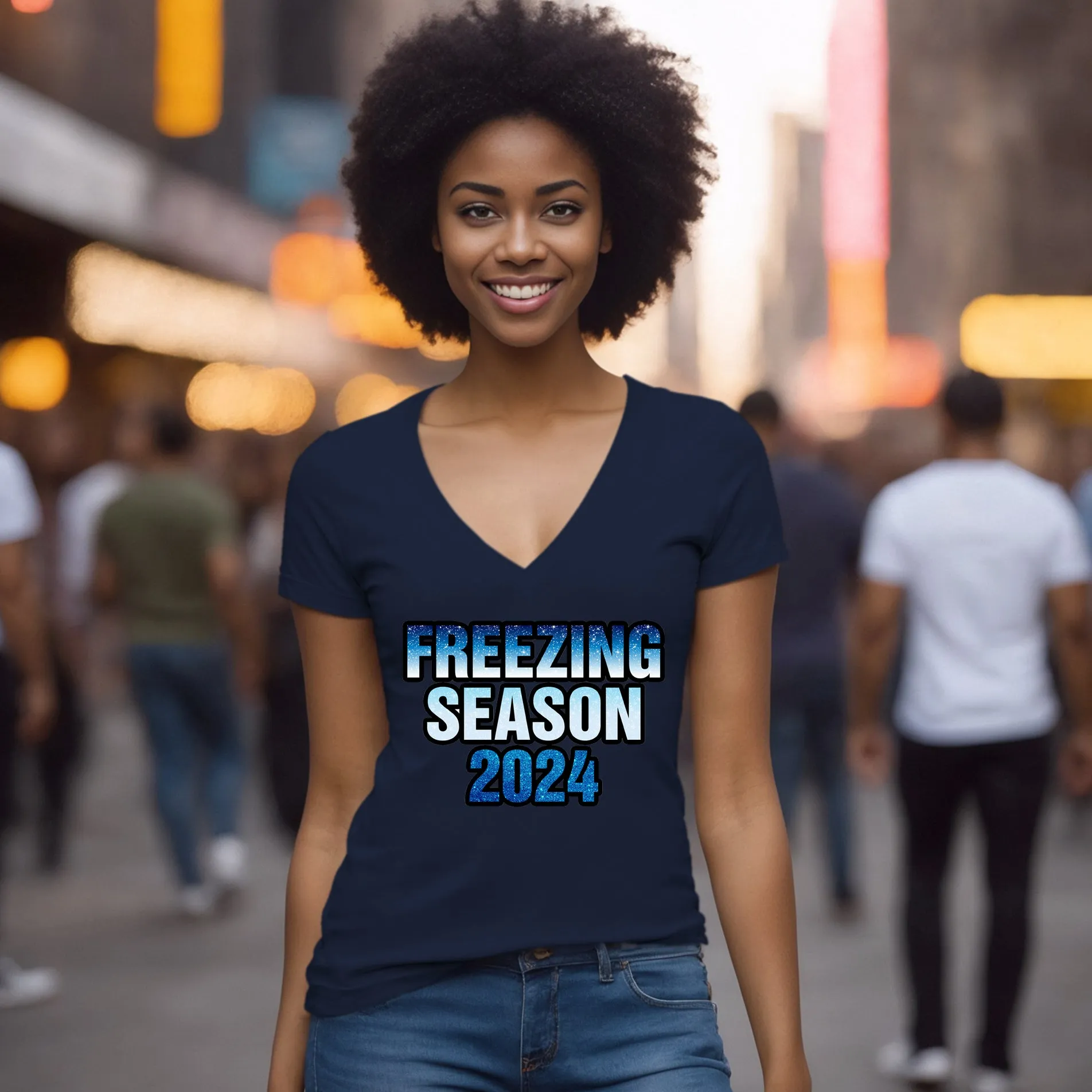 Freezing Season Vneck Shirt, Cute Winter Shirt, Christmas Shirt, Freezing Season Vneck, Christmas Gifts, Holiday Shirt, Winter Season 2024