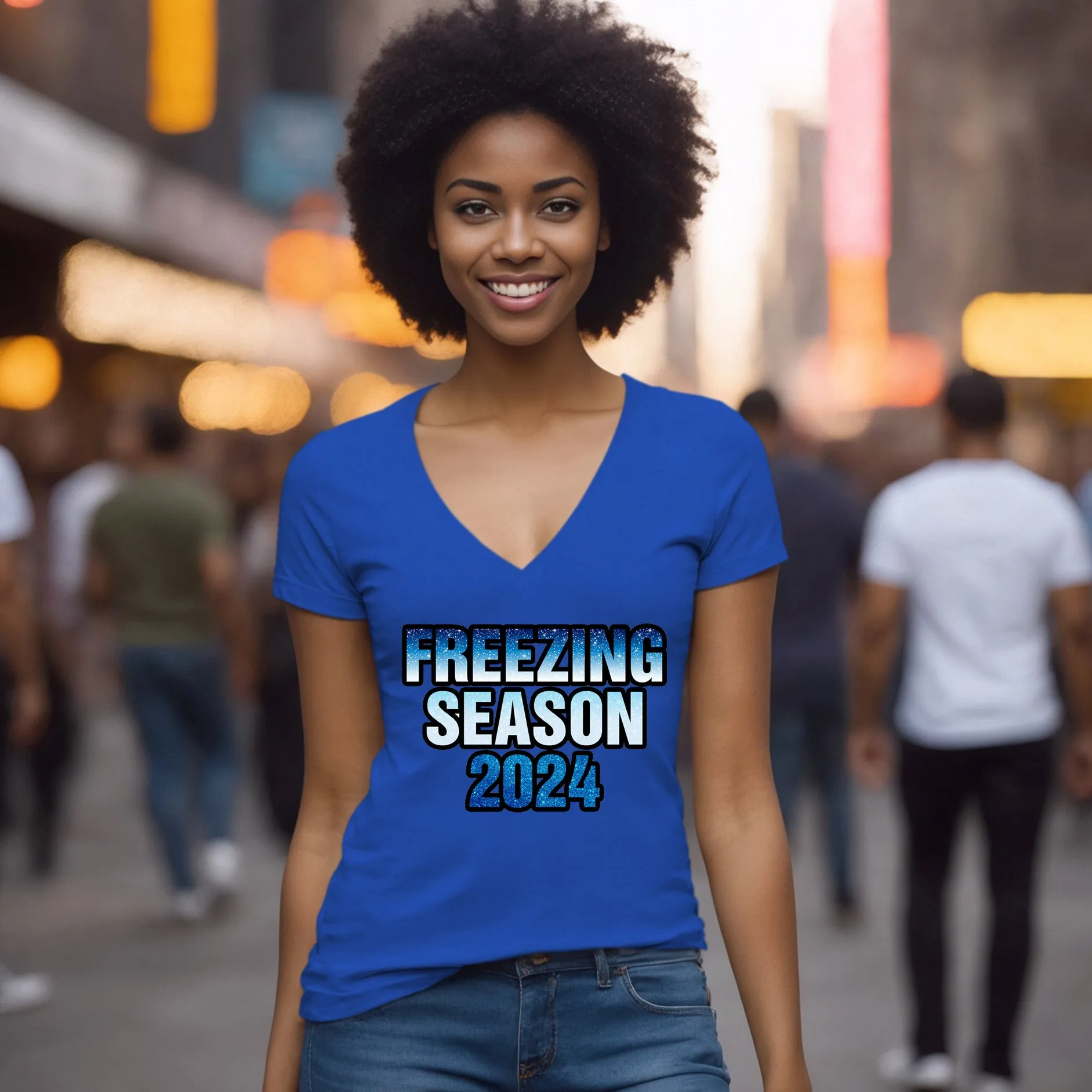 Freezing Season Vneck Shirt, Cute Winter Shirt, Christmas Shirt, Freezing Season Vneck, Christmas Gifts, Holiday Shirt, Winter Season 2024