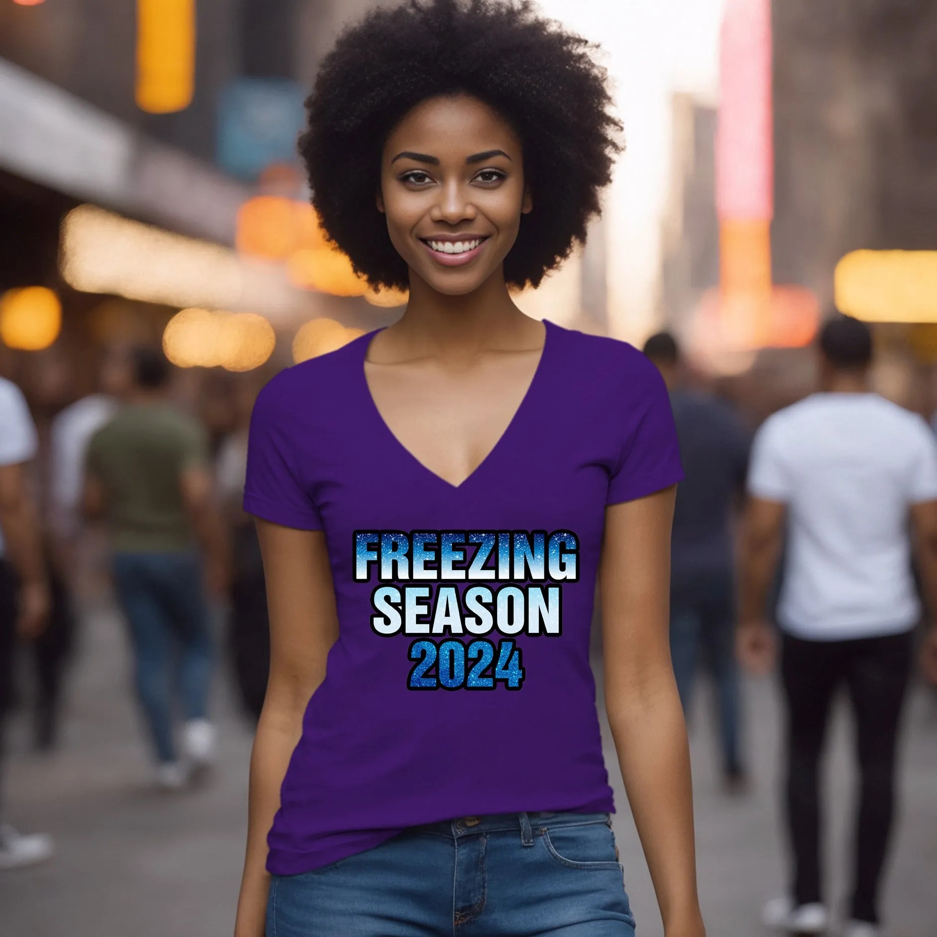 Freezing Season Vneck Shirt, Cute Winter Shirt, Christmas Shirt, Freezing Season Vneck, Christmas Gifts, Holiday Shirt, Winter Season 2024