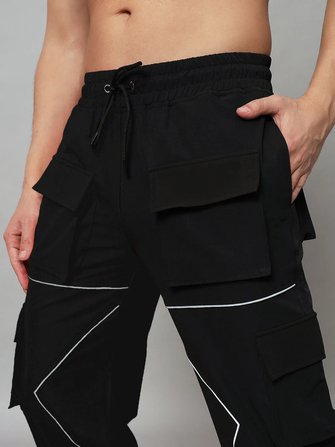Frontline Reflector Parachute Cargo Pants (Black)