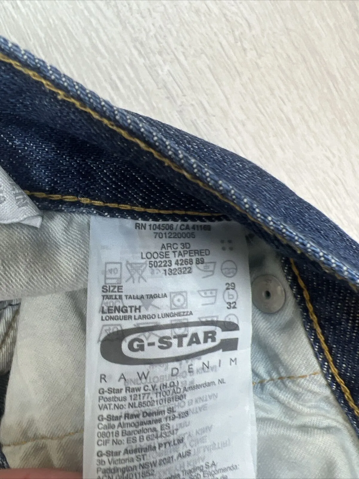 G-Star Raw ARC 3D Loose Tapered Jeans Size 29/32