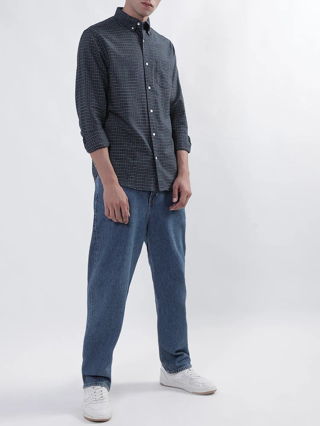 Gant Blue Oxford Tattersal Checked Regular Fit Shirt