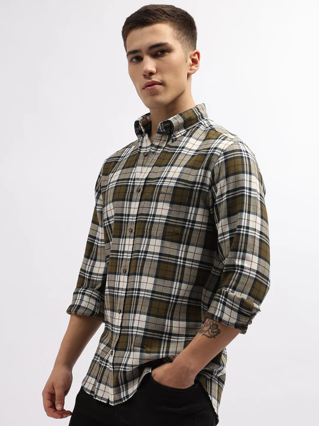 Gant Green Fashion Checked Regular Fit Shirt