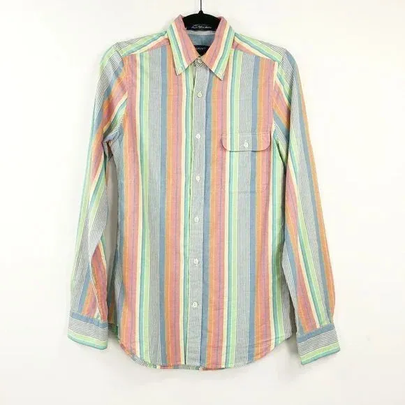 GANT Men's Rainbow Malibu Madras Stripe Button Down Shirt 343432 Size M