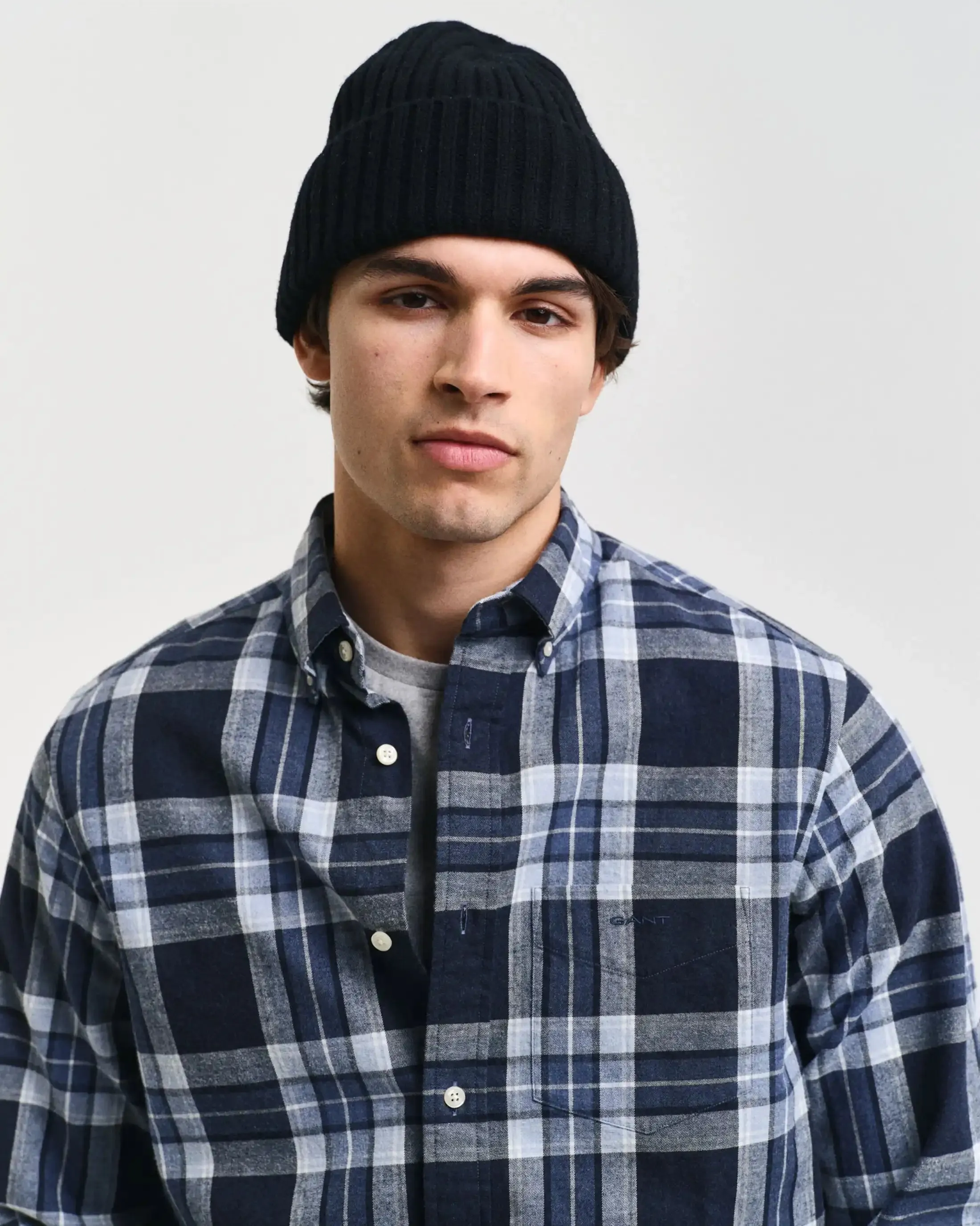 GANT Regular Tartan Melange Check Shirt Evening Blue
