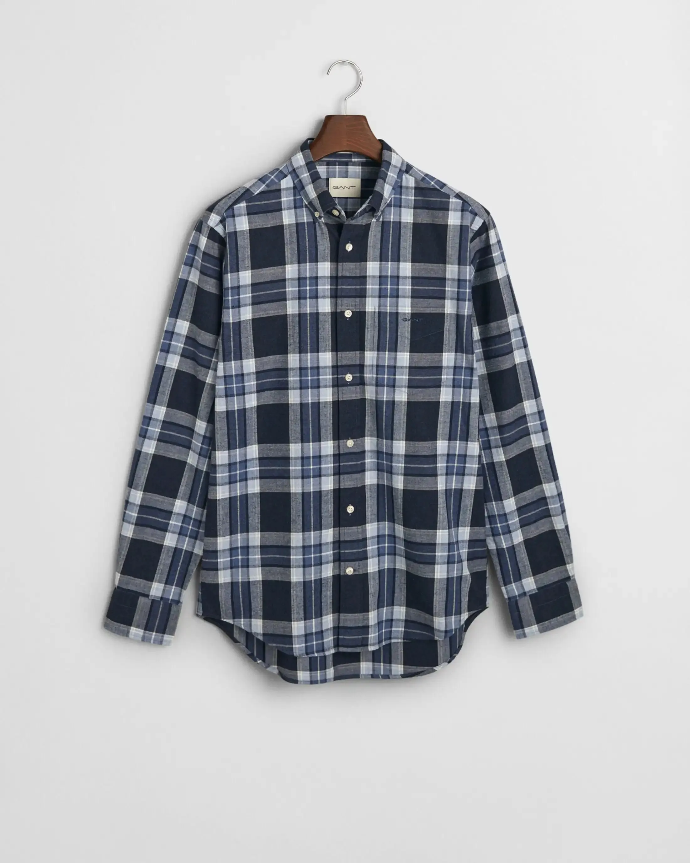 GANT Regular Tartan Melange Check Shirt Evening Blue
