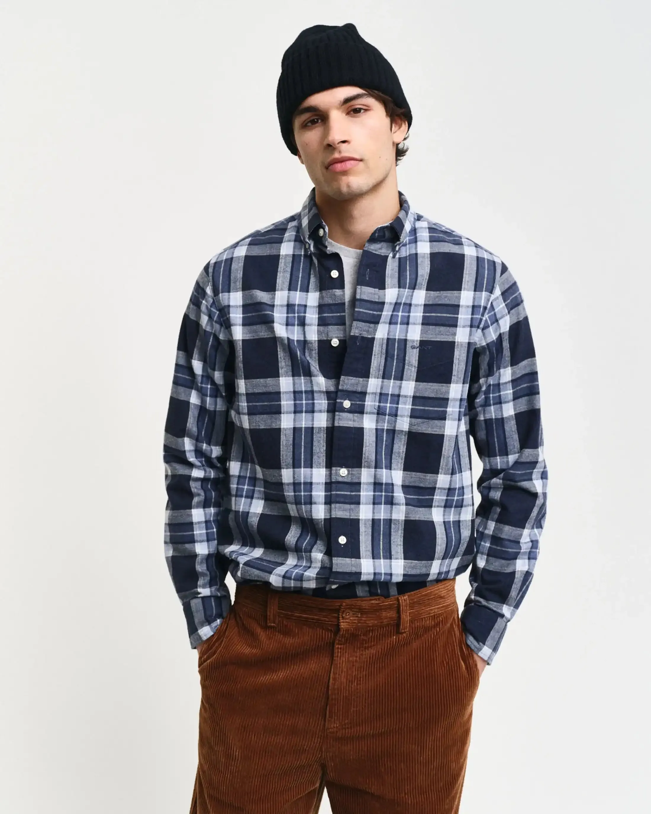 GANT Regular Tartan Melange Check Shirt Evening Blue