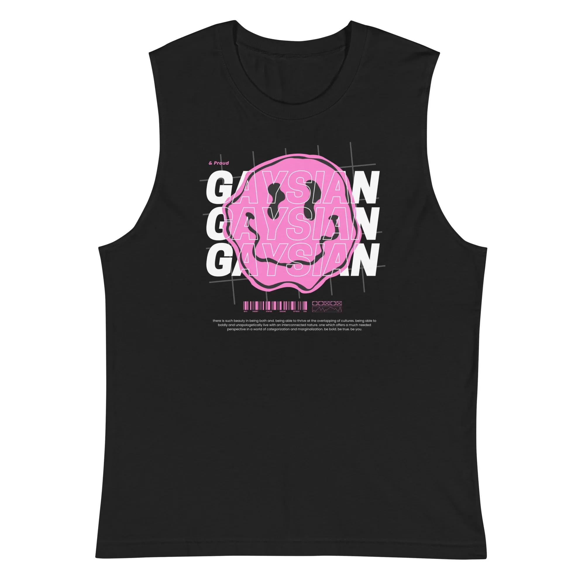 Gaysian Pride Pink Smiley Streetwear Inspired Design Relaxed Fit Sleeveless Tank Top