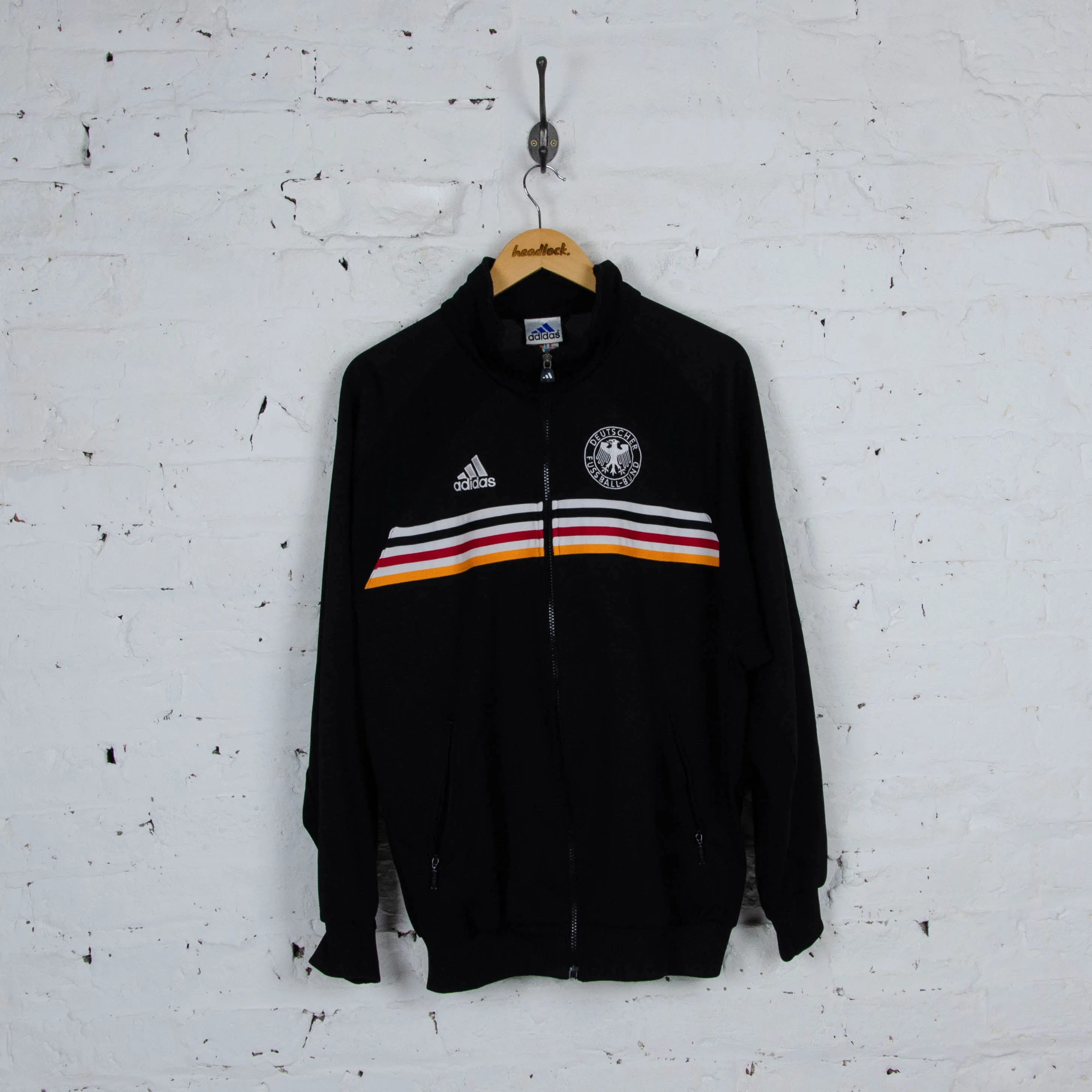 Germany Football 90s Adidas Tracksuit Top Jacket - Black - L