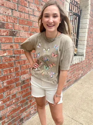 Give Me Butterflies Tee: Mocha