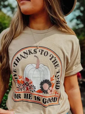 Give Thanks Tee: Tan